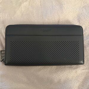 Coach Perforated Grey Leather Wallet